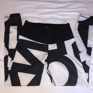 Adidas Black and White Lettered Leggings